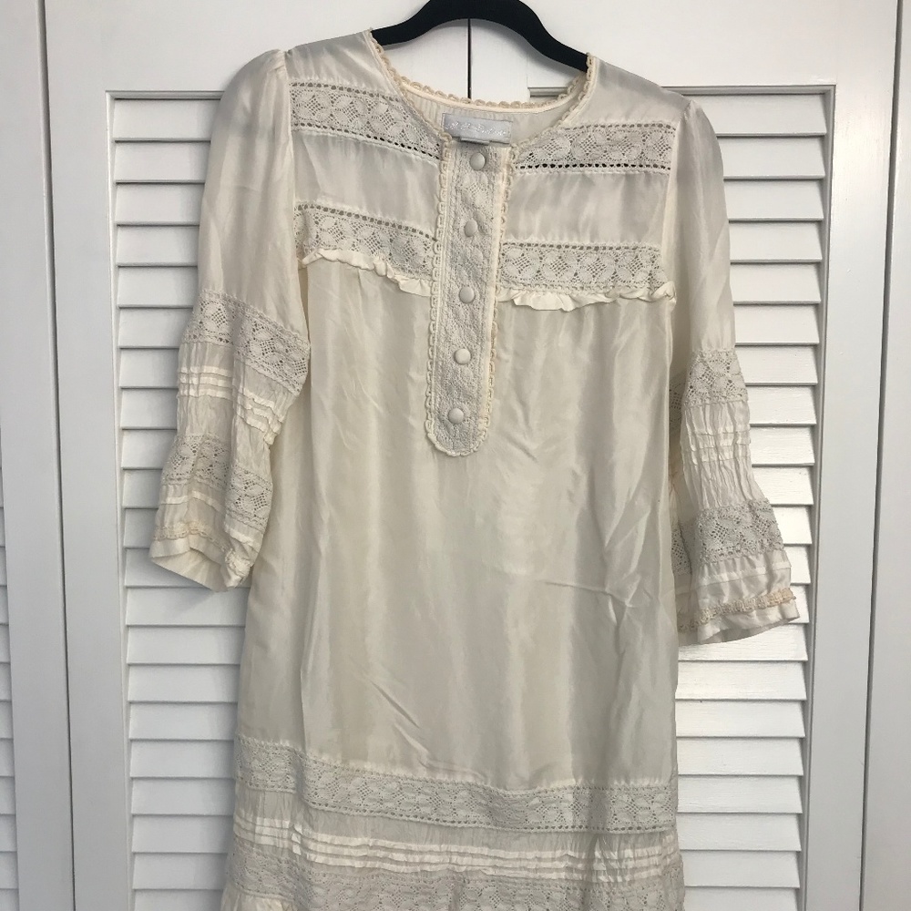 BB Dakota 3/4 Sleeve Silk and Lace Dress